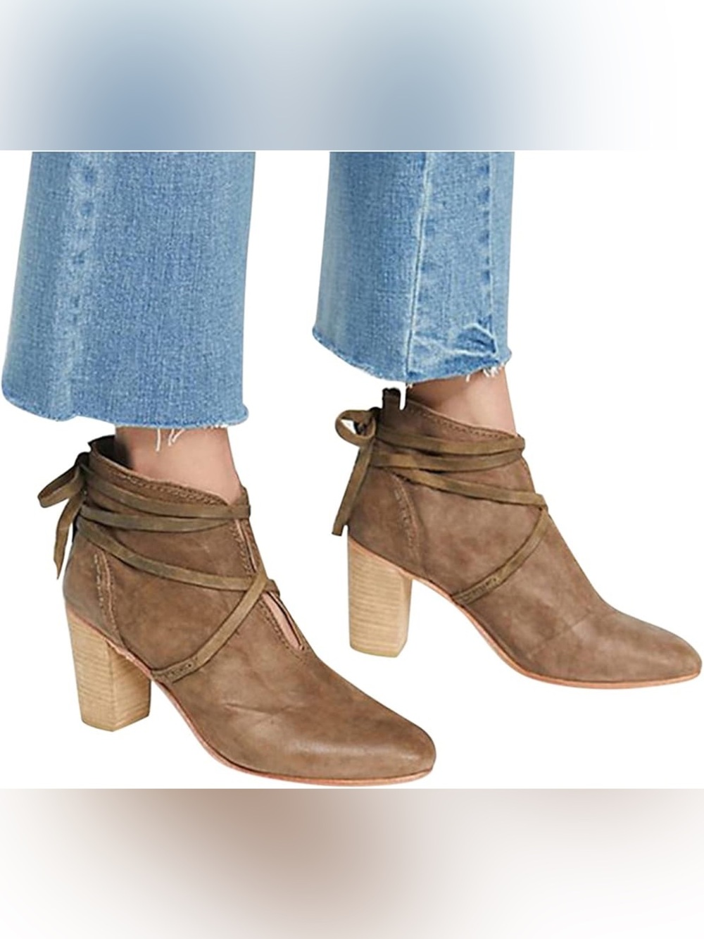 Free People Womens Wrap Around Heel Boot Leather Closed Toe Taupe Size EU 41 EUC